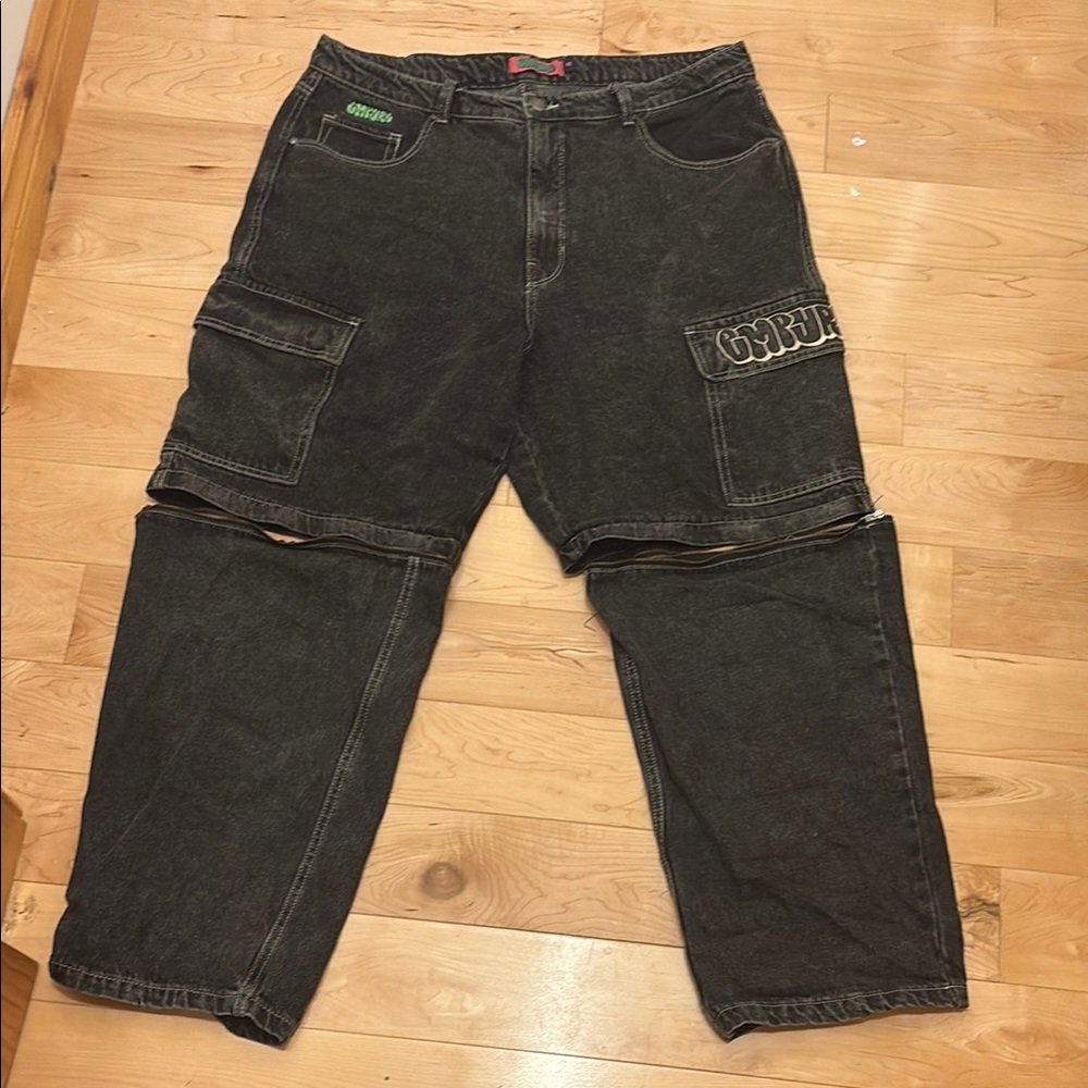 Empyre Tori Charcoal Wash Zip Off Cargo Skate Jeans